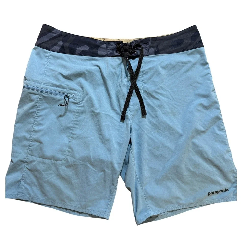 Patagonia Board Shorts Mens 34 Blue Stretch Swim Surf Recycled 86612